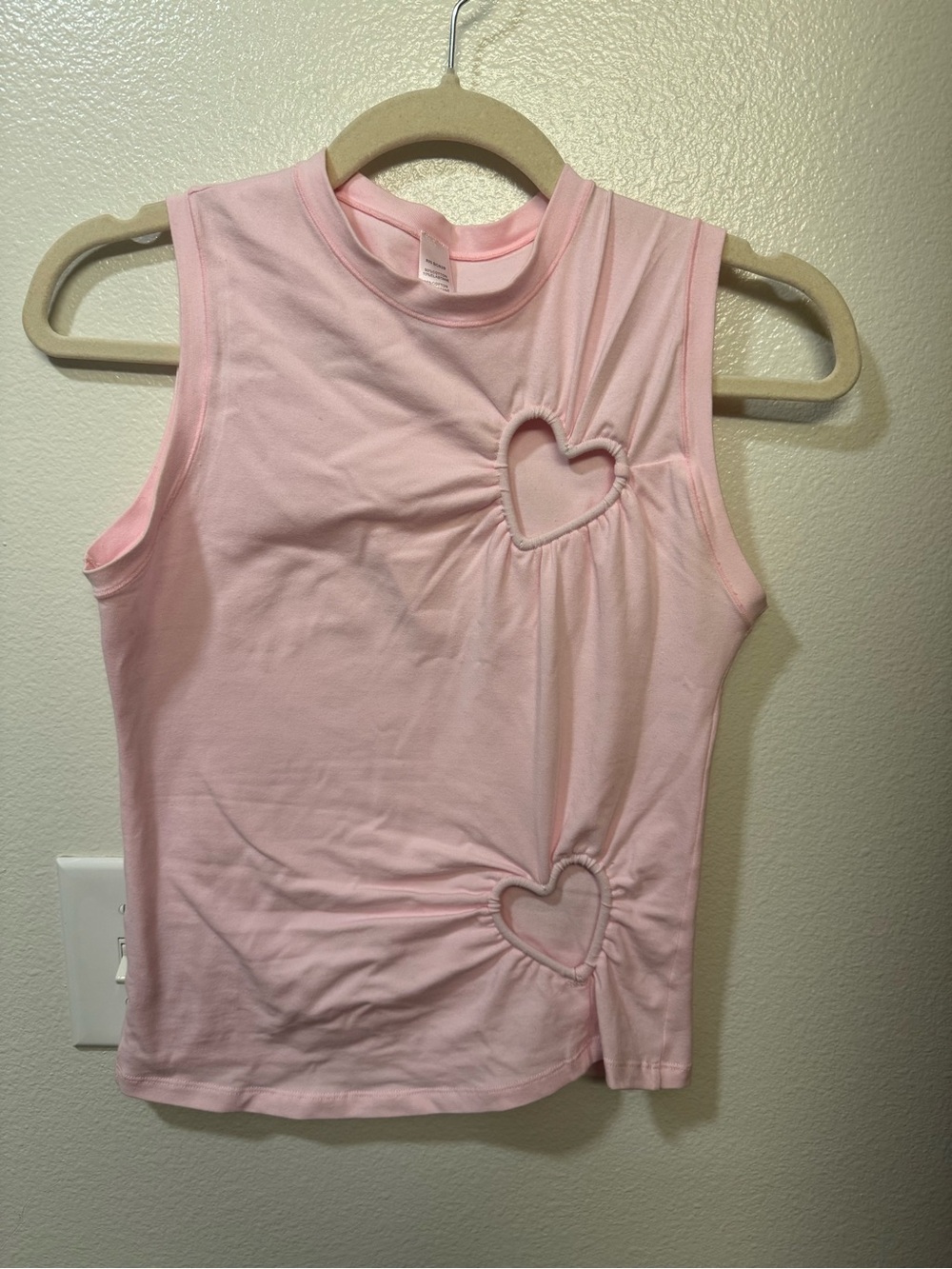 Pink Heart Cutout Sleeveless Top